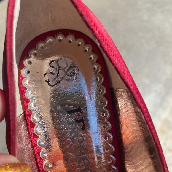 J. Reneé Ruby Red Rhinestone Bow Peep Toe Pumps - Picture 7 of 9